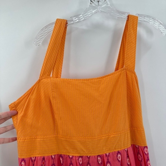 Columbia Orange Printed Wide Strap Square Neck Pocket Casual Sundress Size Large - Picture 4 of 15